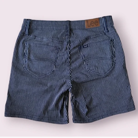 Lee | Retro Stripe Denim Railroad MidRise Shorts Size 18 - Picture 1 of 7